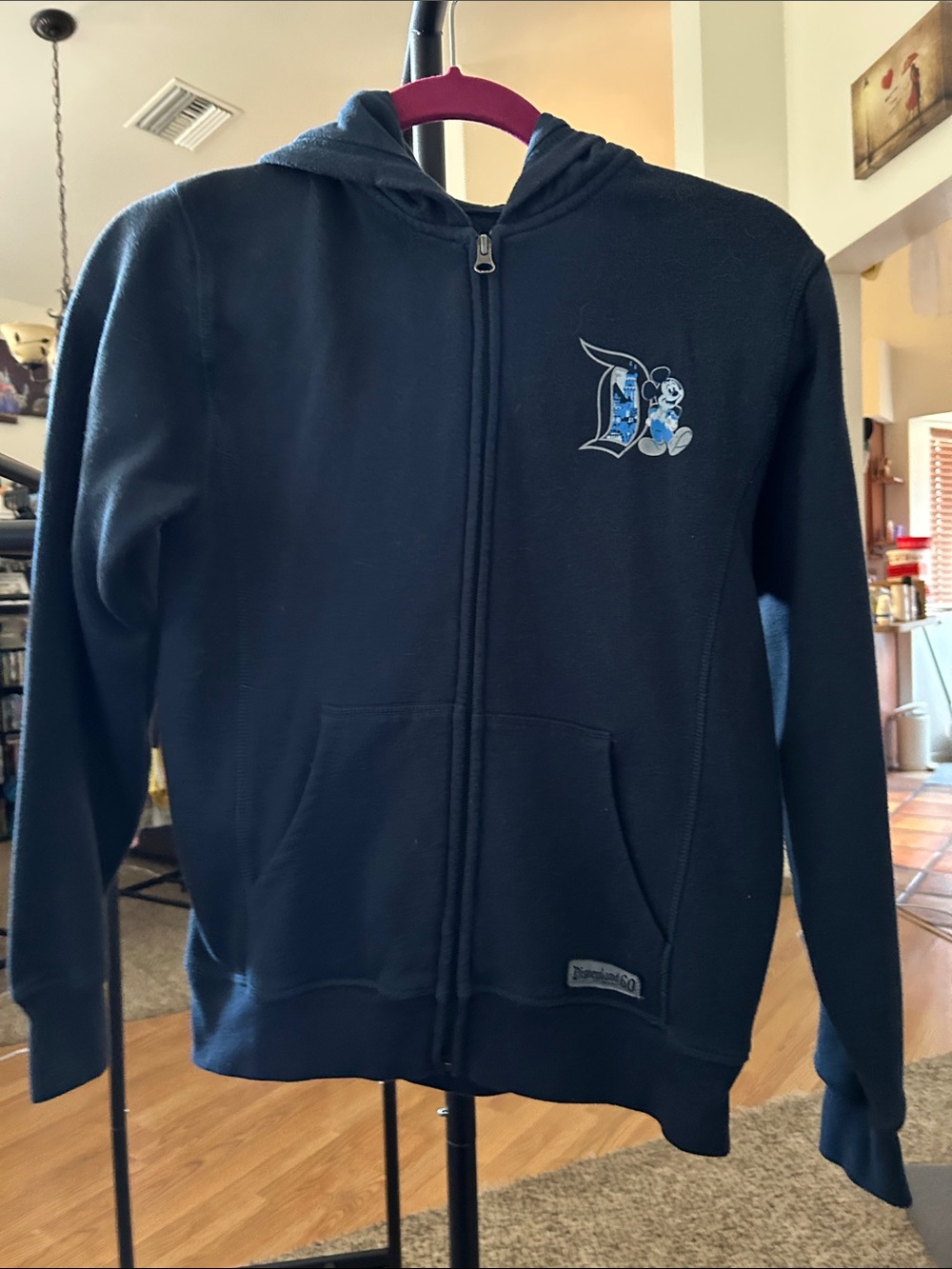 Disney Navy Blue Zip-Up Hoodie with Mickey Detail